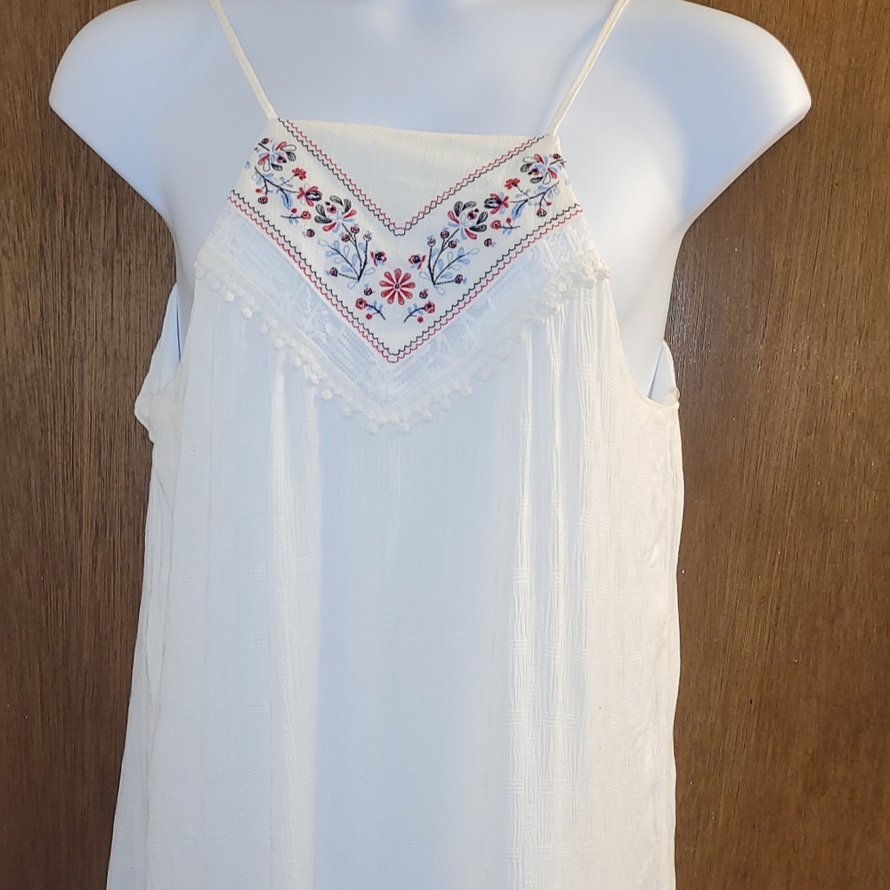NWT Three Pink Hearts Ivory High Neck Floral Embroidery Boho Dress EXTRA LARGE